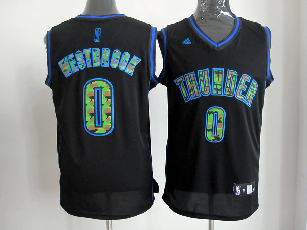 NBA Oklahoma City Thunder 0 Russell Westbrook Camo Black Swingman Jersey